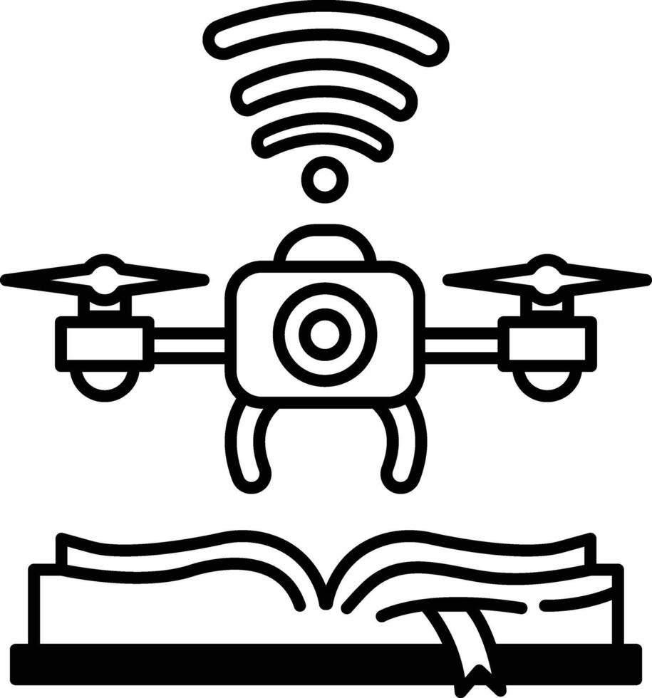 drone is hovering over a book vector