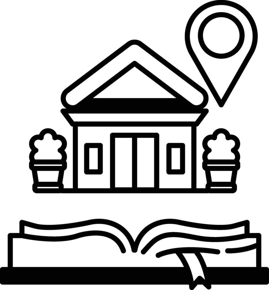 house is shown with a red dot on it which is a map vector