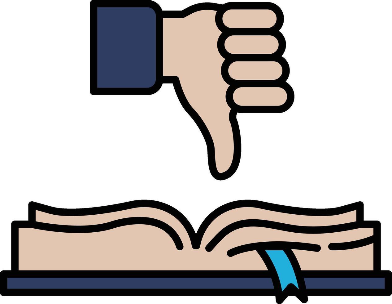 A hand with a thumb down on a book vector