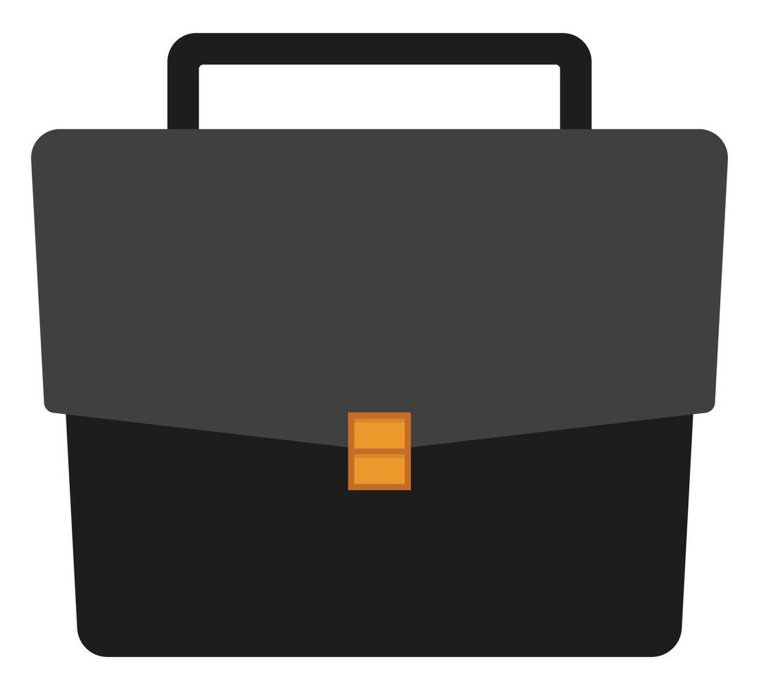 Black briefcase flat icon isolated on white background. vector
