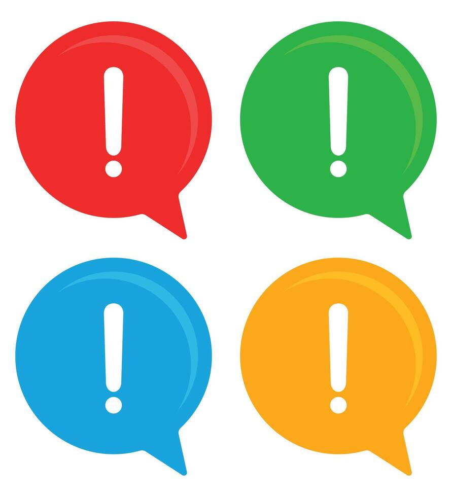 Warning attention exclamation speech bubble. vector