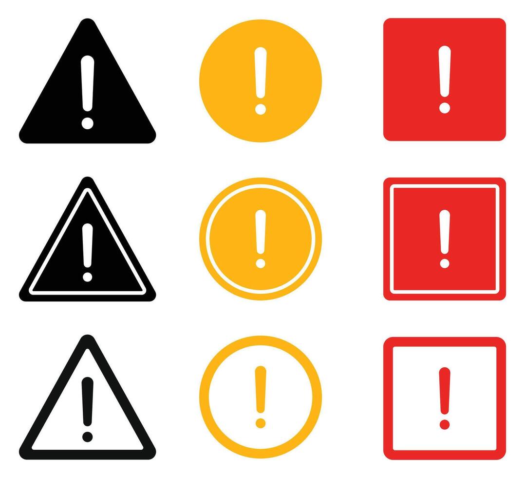 Alert flat icon set isolated on white background. vector