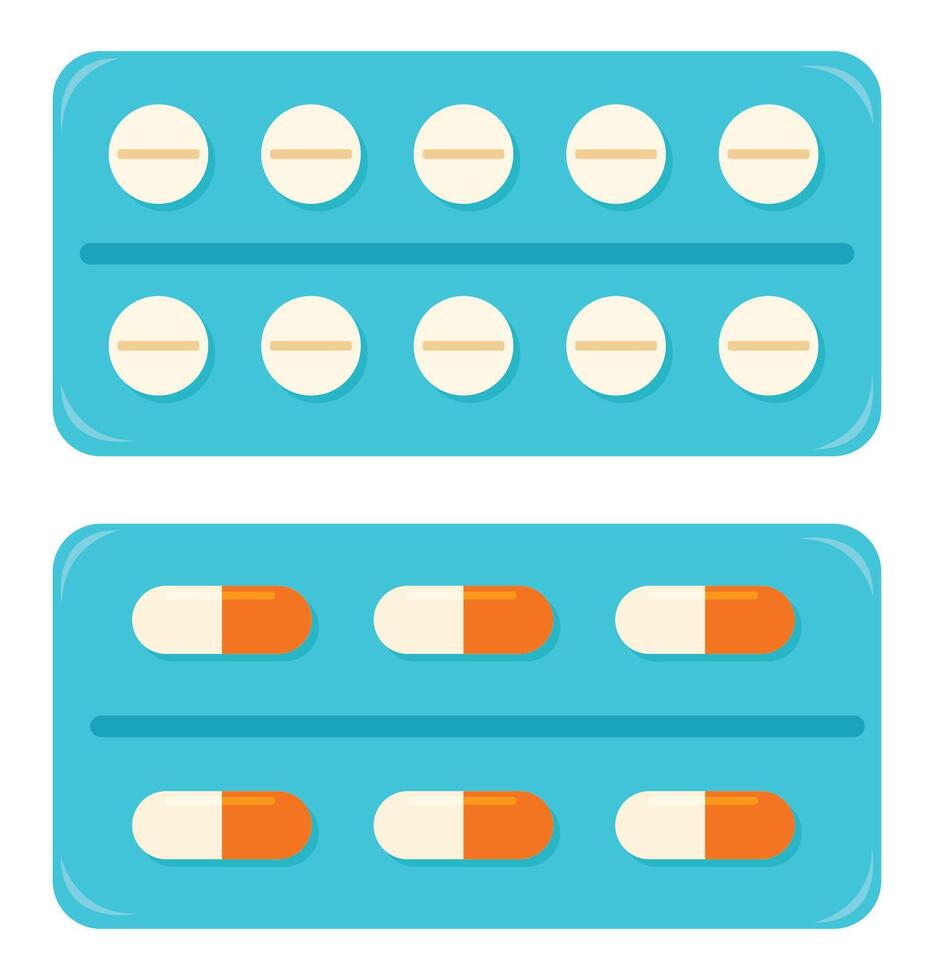 Set of icon pills and capsules isolated on white background. vector