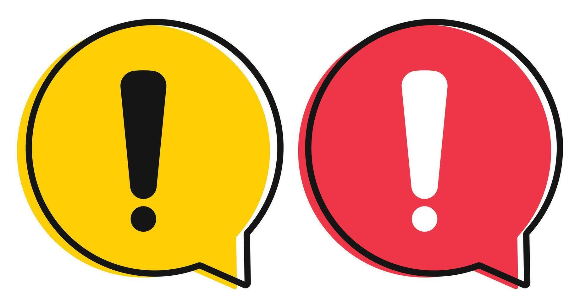 Hazard warning attention exclamation red and yellow speech bubble icon isolated on white background. vector