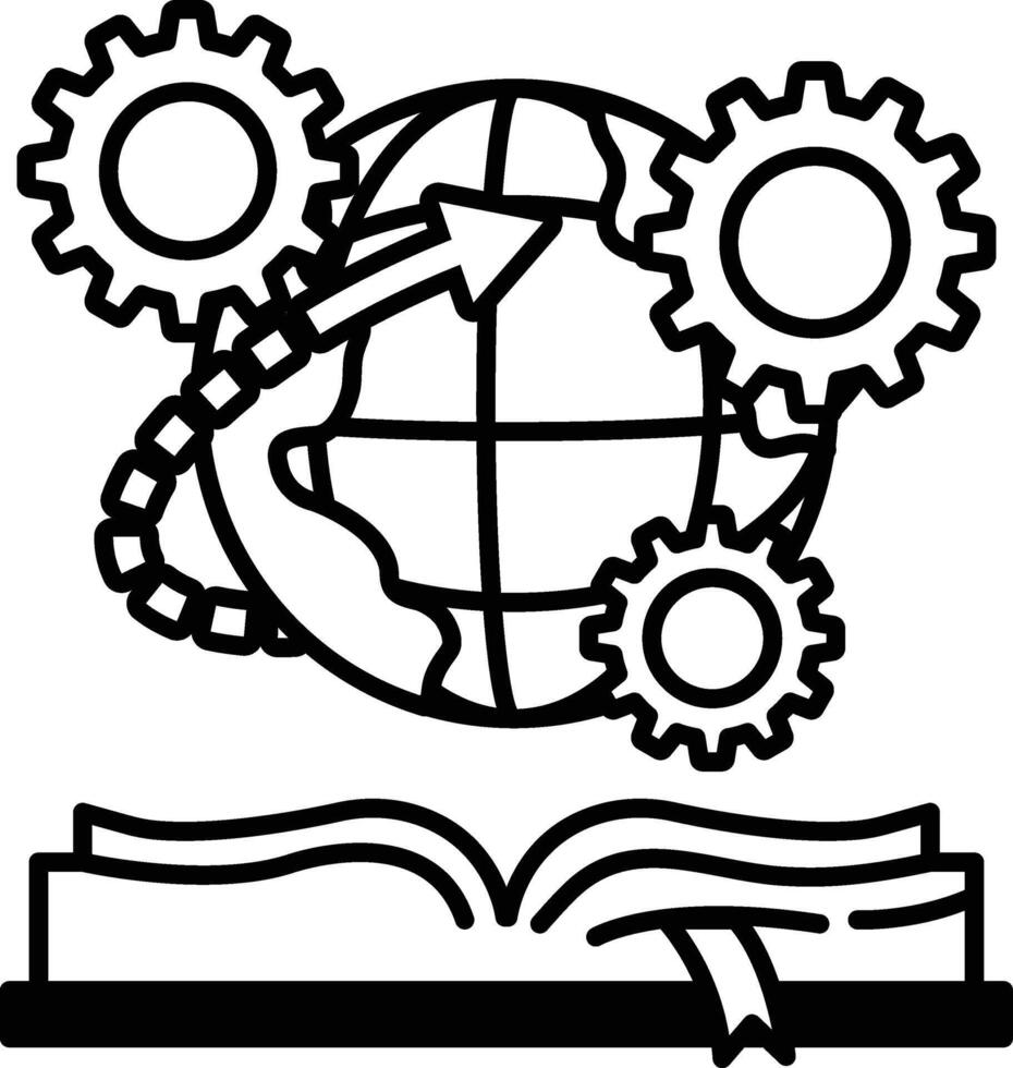 book with a globe and gears on the cover vector