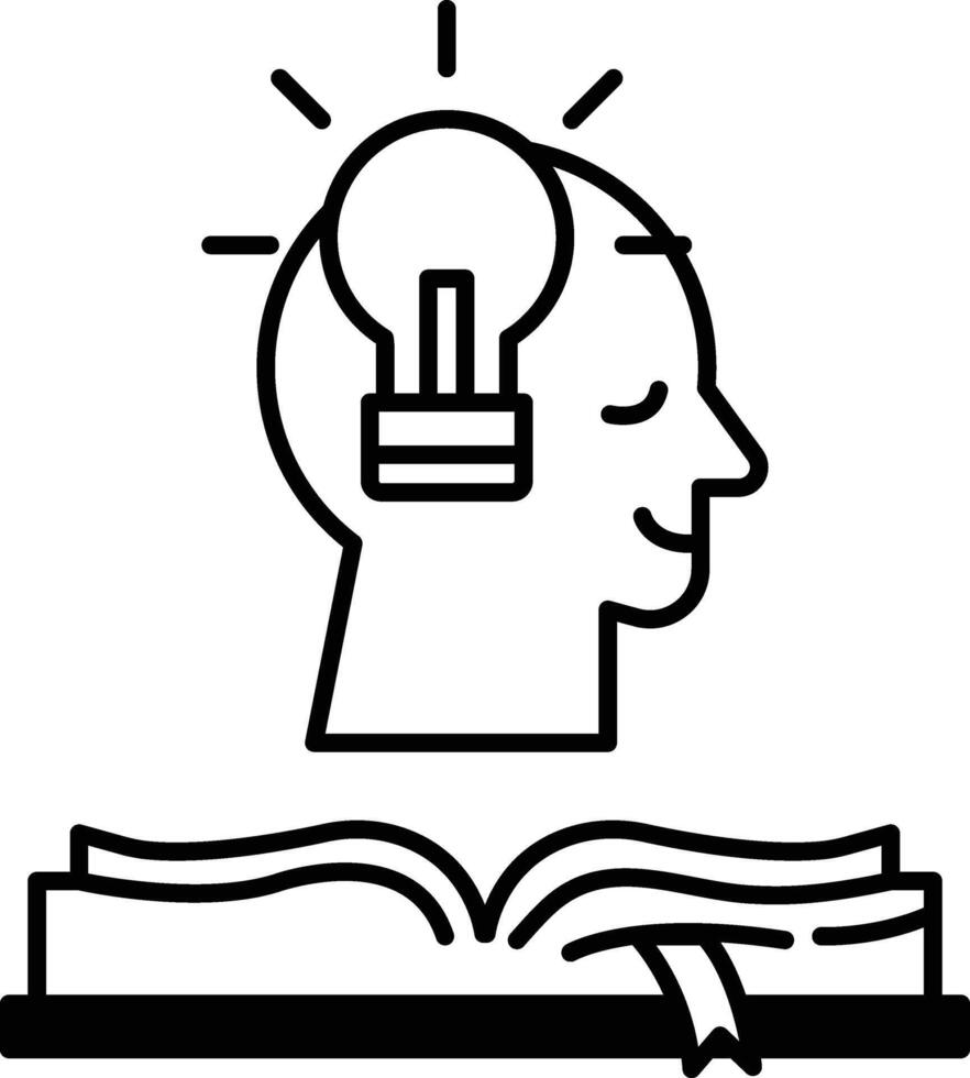man with a light bulb on his head is sitting in front of an open book vector