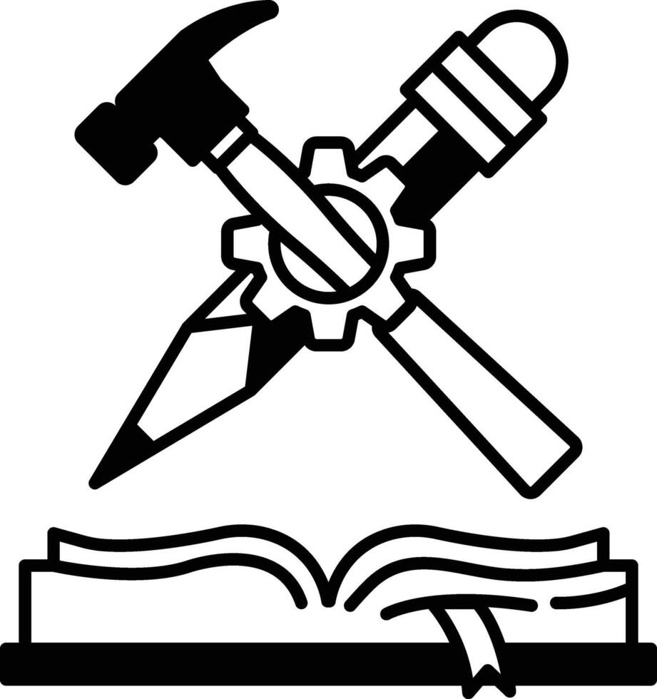 book with a hammer and pencil on the cover vector