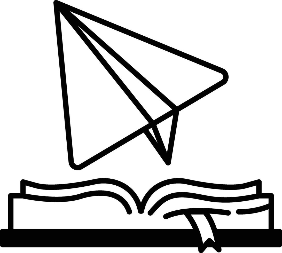 book with a paper airplane on top of it vector