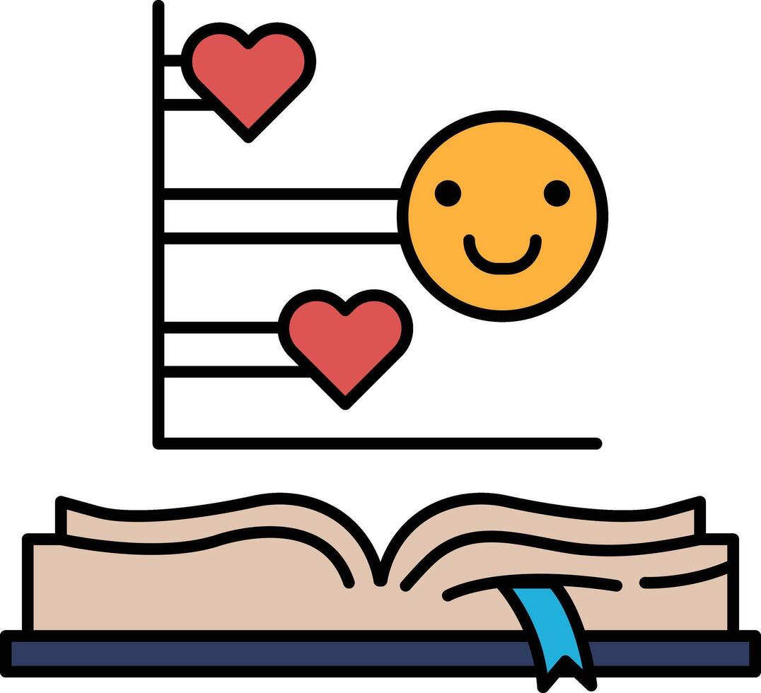 A book with a smiling face and two hearts on the cover vector