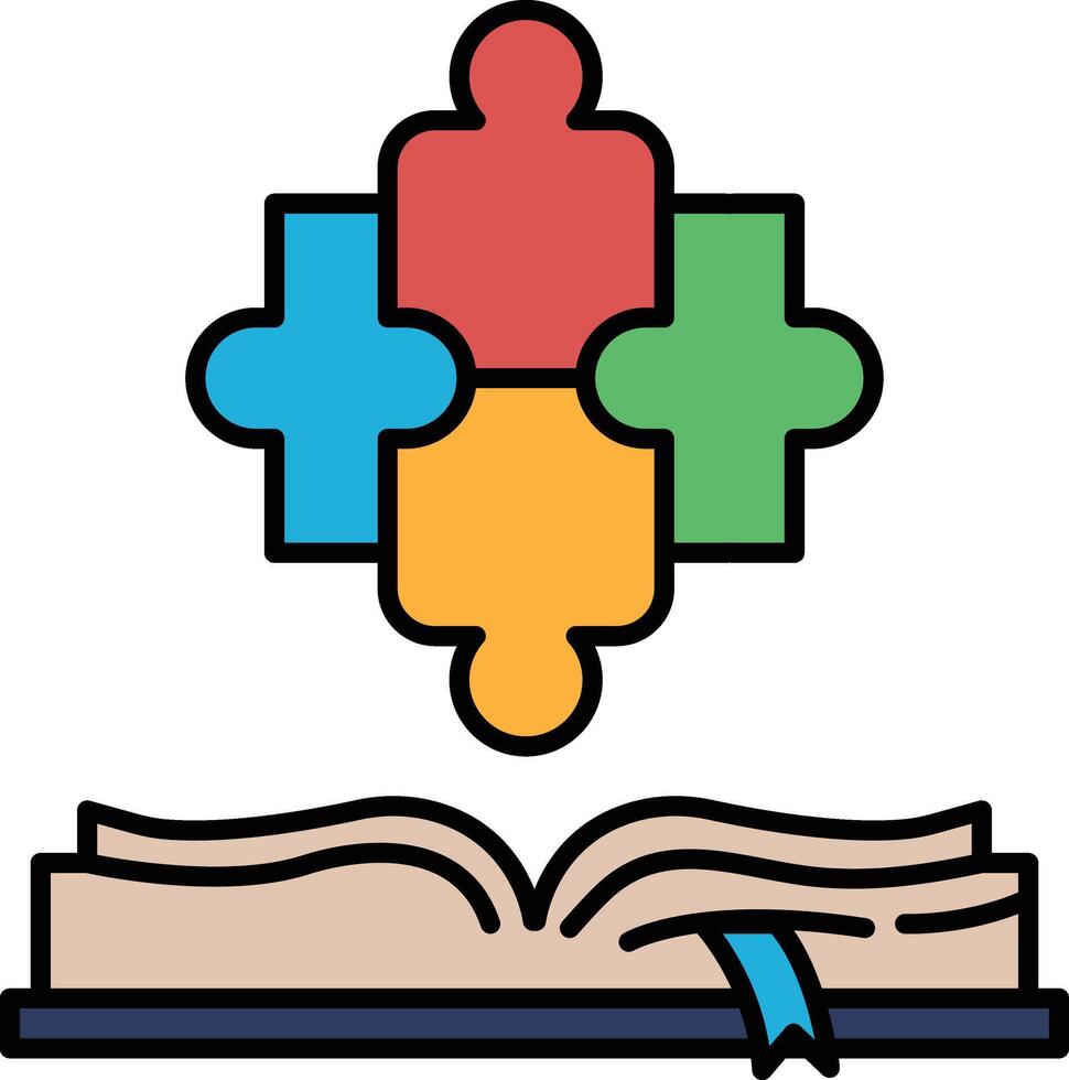 A puzzle piece with a book on top of it vector