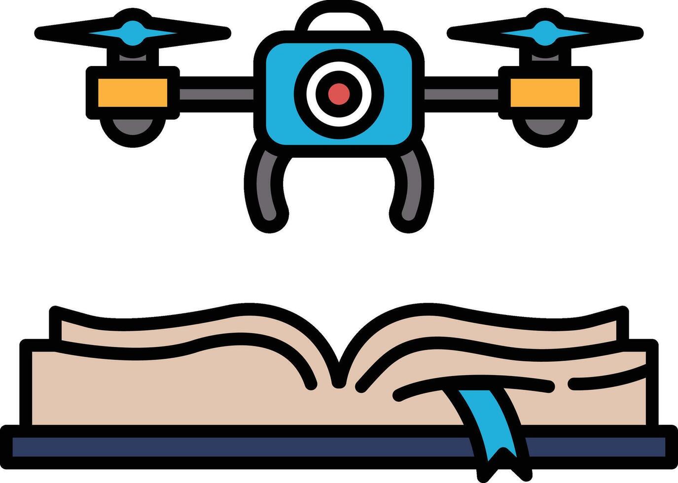A drone is hovering over an open book vector