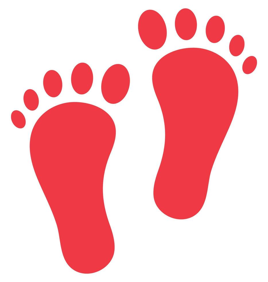 Red silhouette of footprint icon isolated on white background. vector