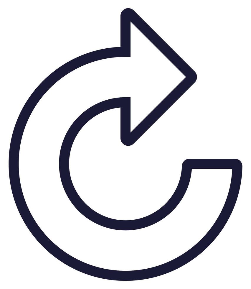 Clockwise rotation arrow icon isolated on white background. vector
