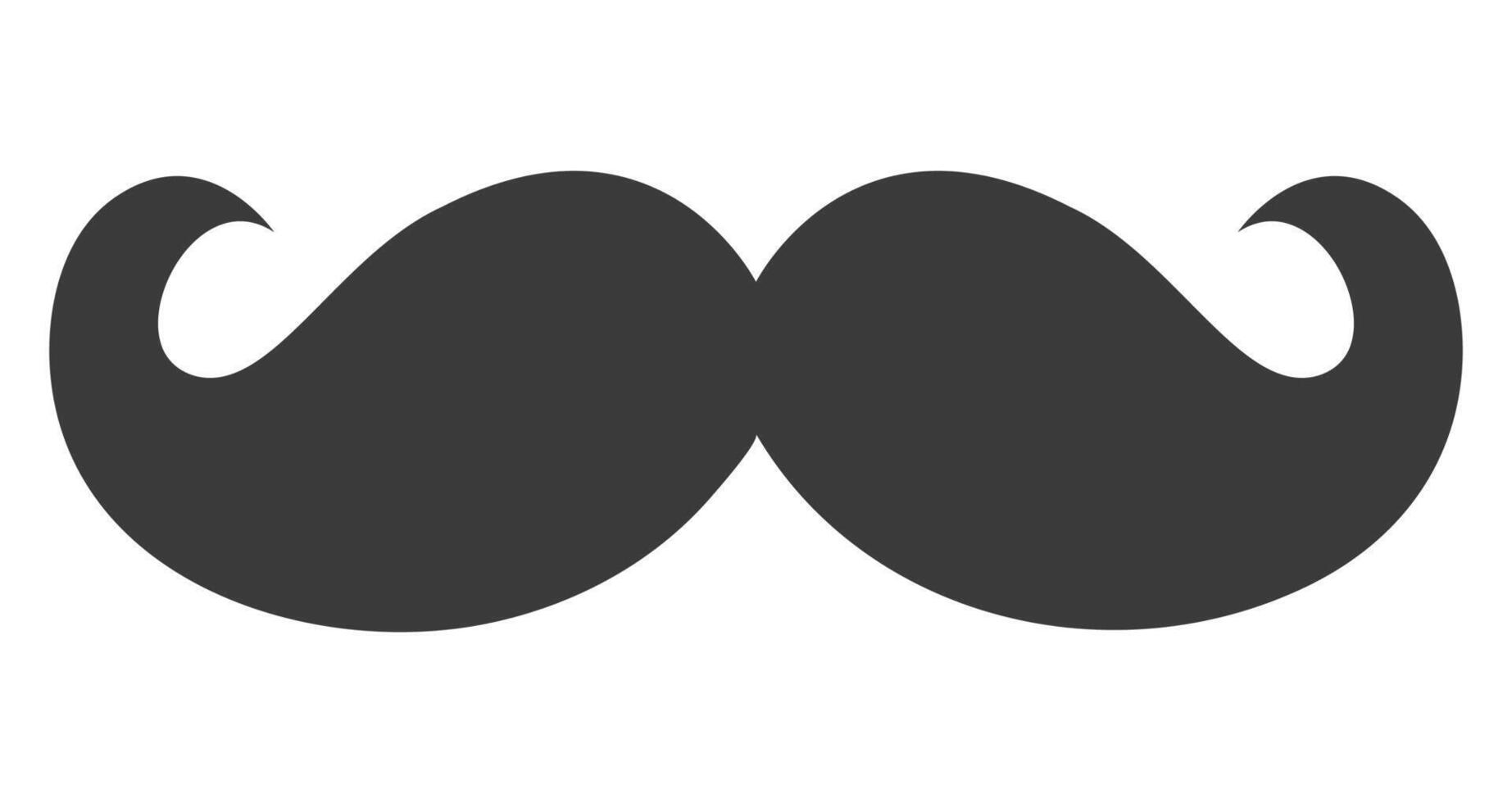 Silhouette of a black mustache icon isolated on white background. vector