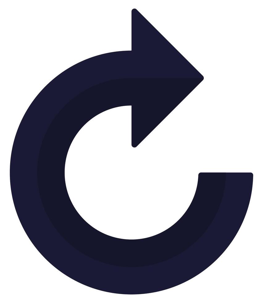 Clockwise rotate icon isolated on white background. vector