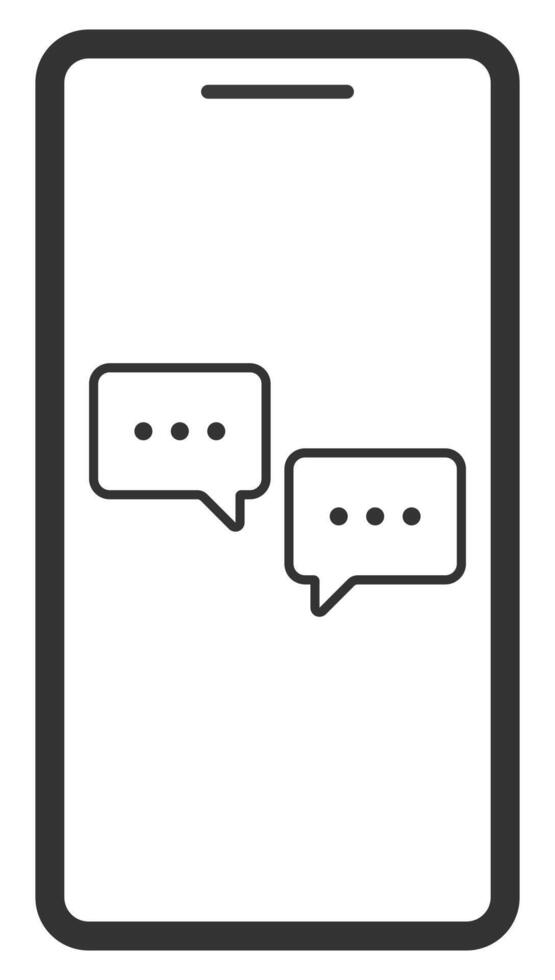 Mobile phone with messaging icon isolated on white background. vector