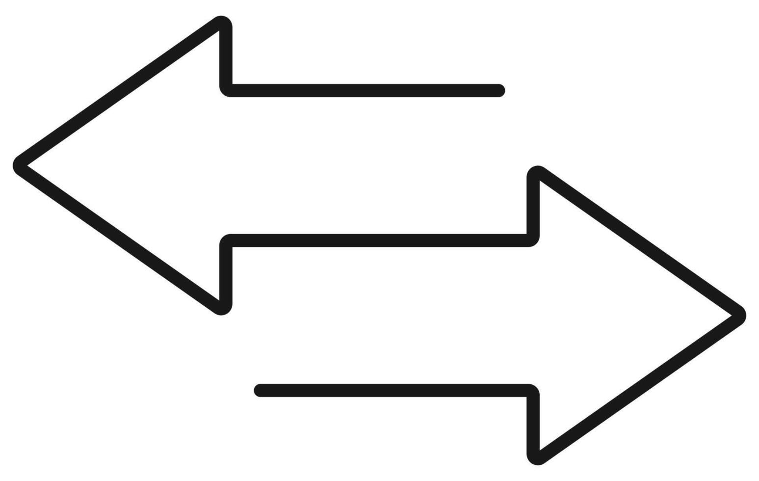 Transfer arrows outline icon isolated on white background. vector