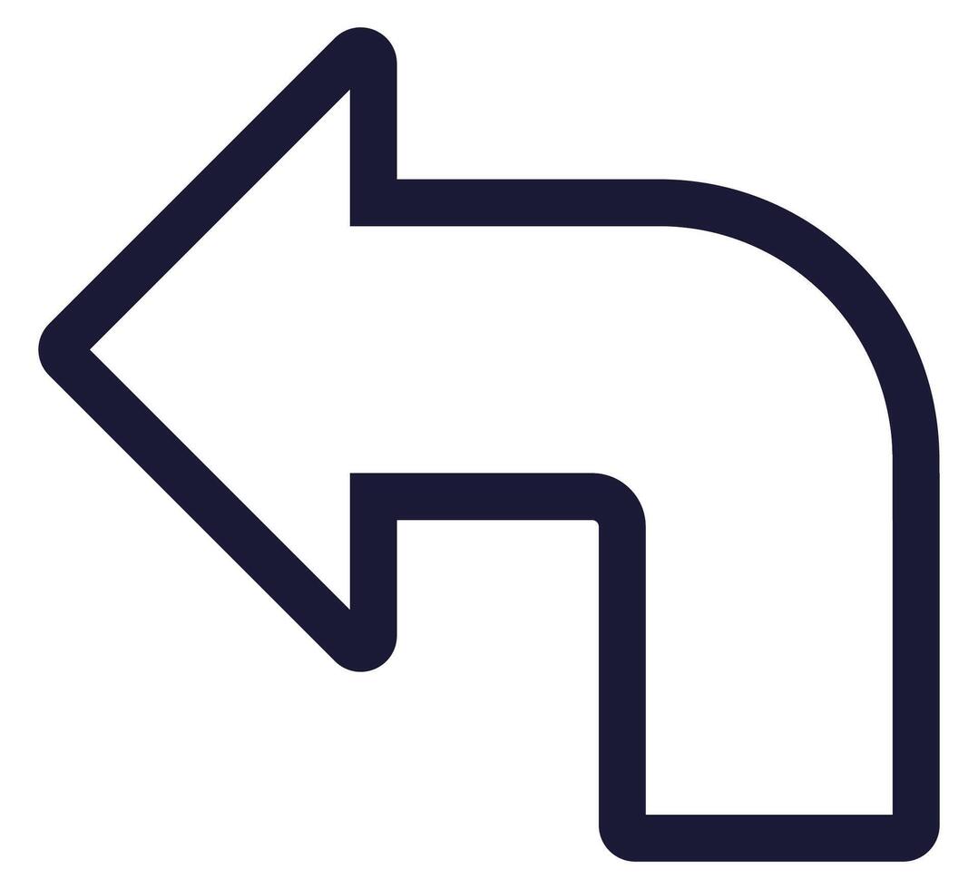 Turn left outline icon isolated on white background. vector