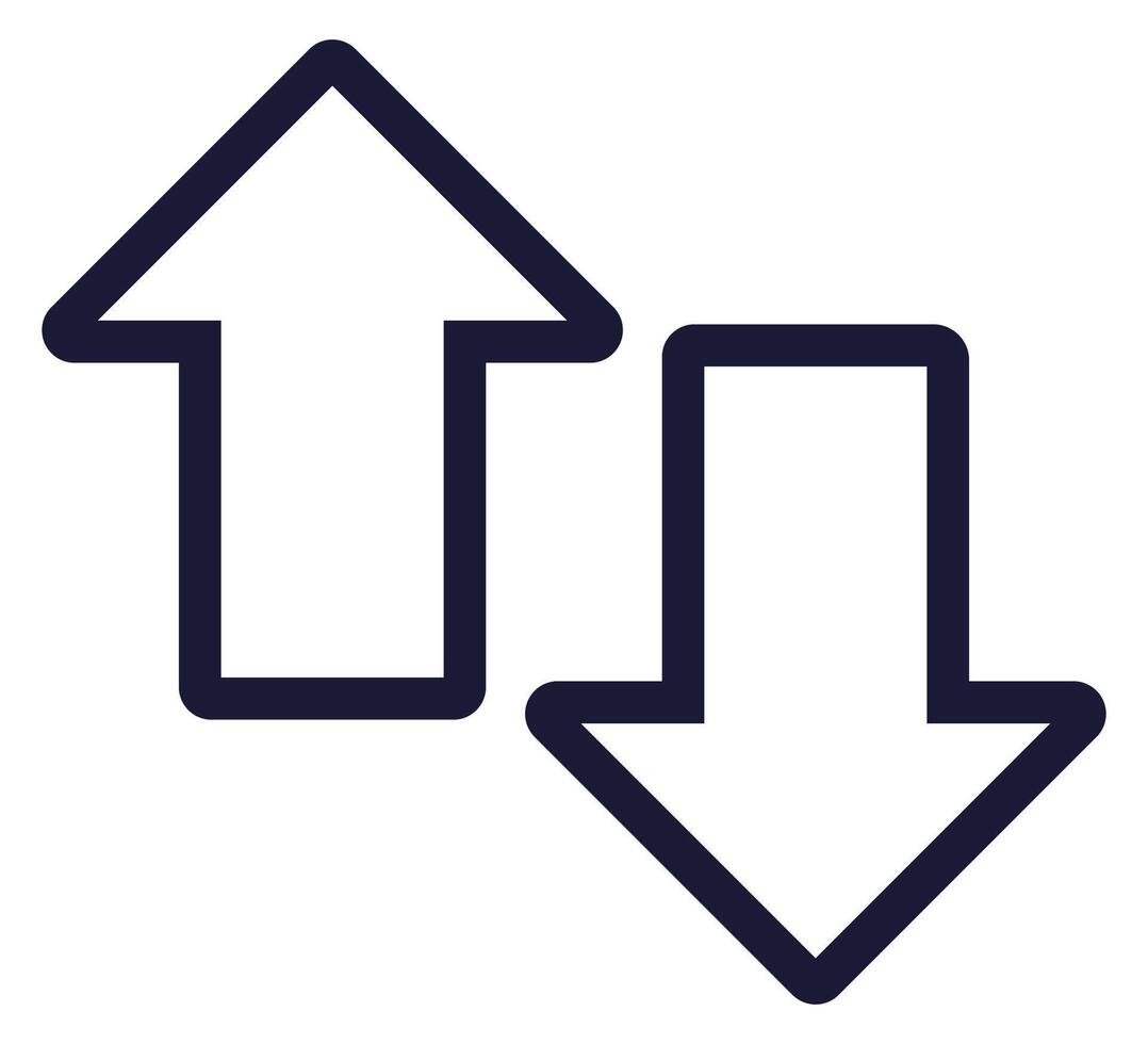 Outline icon of up and down arrow isolated on white background. vector