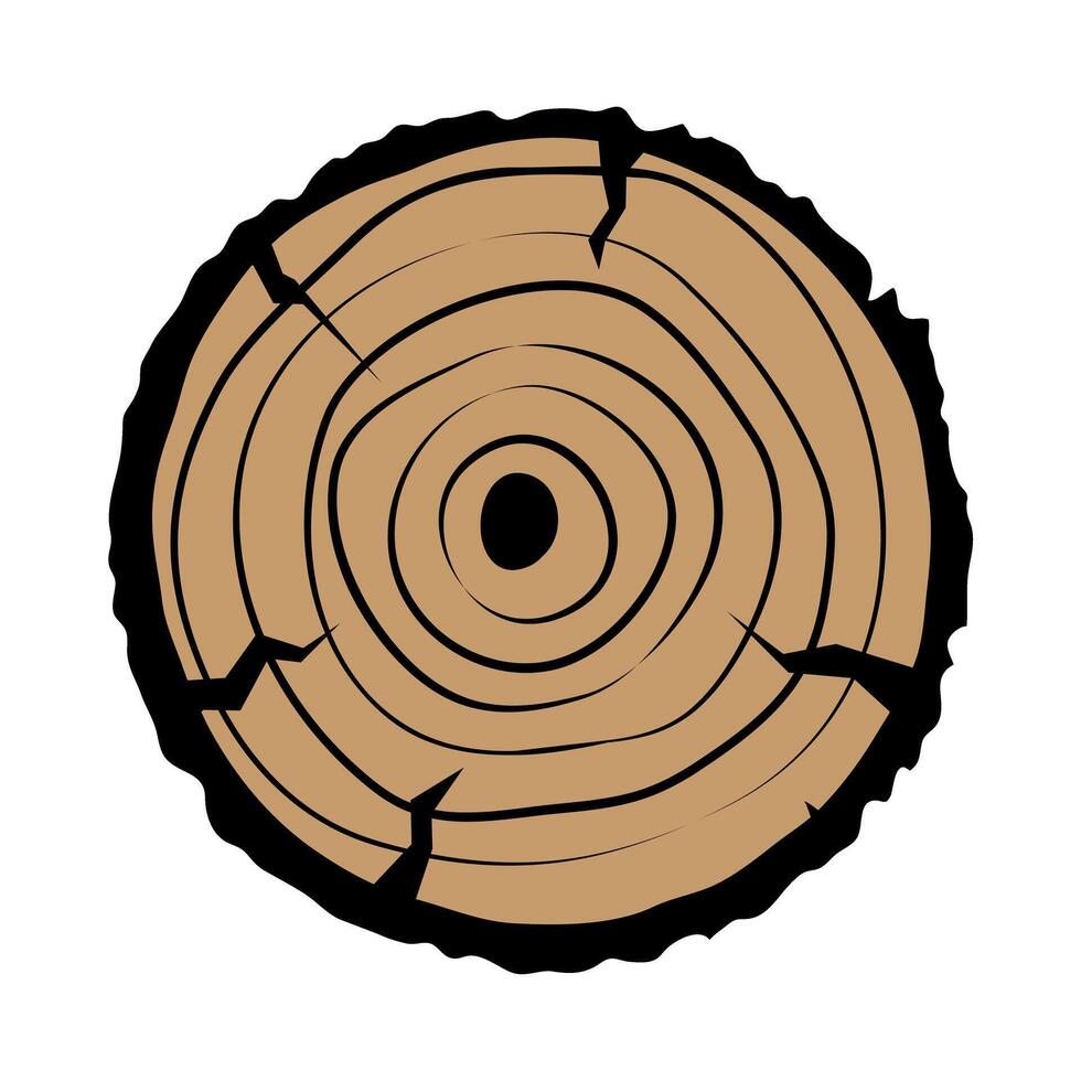 Wooden icon. illustration of a tree trunk with annual rings. vector