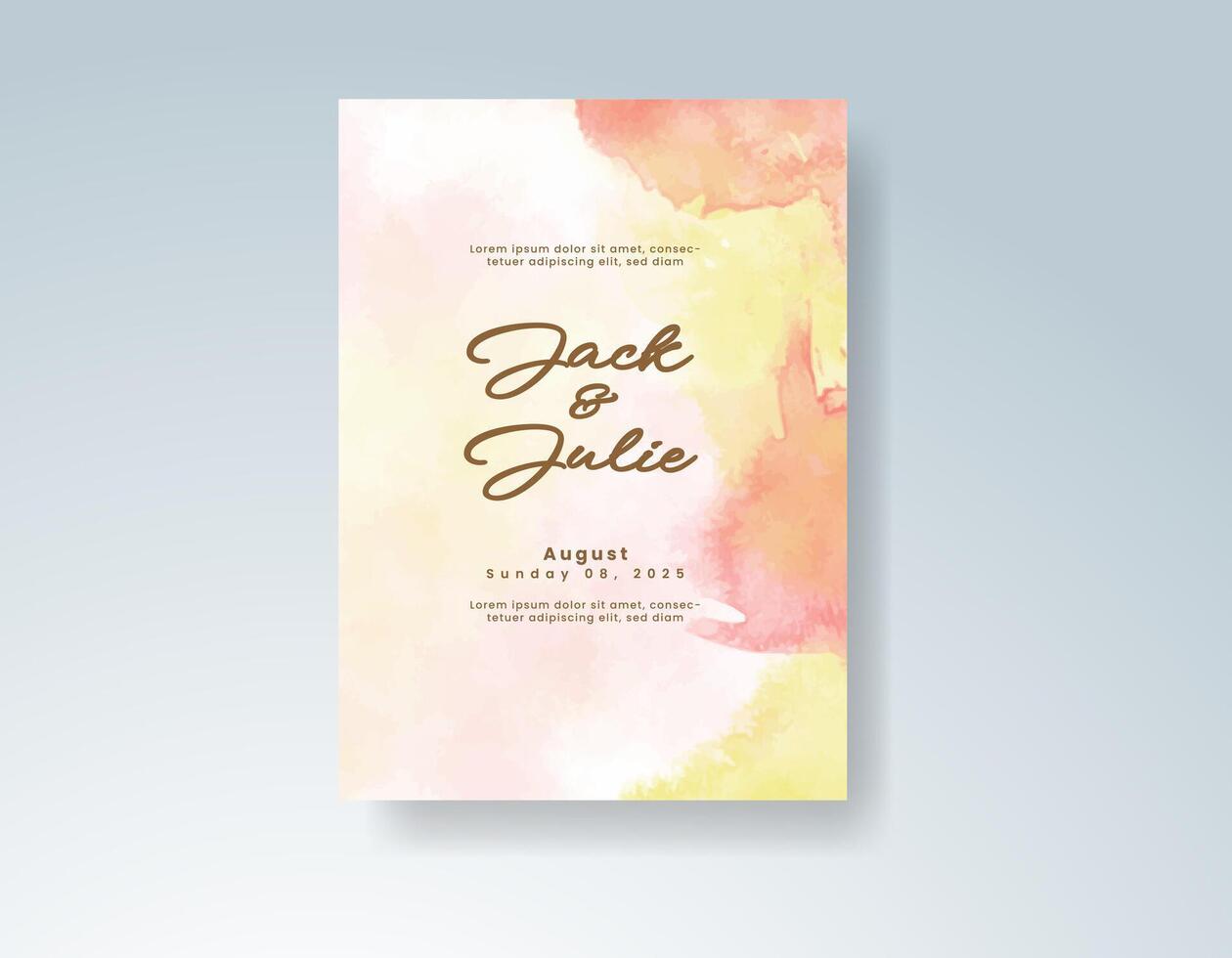 Classic wedding card with hand-painted flowers vector
