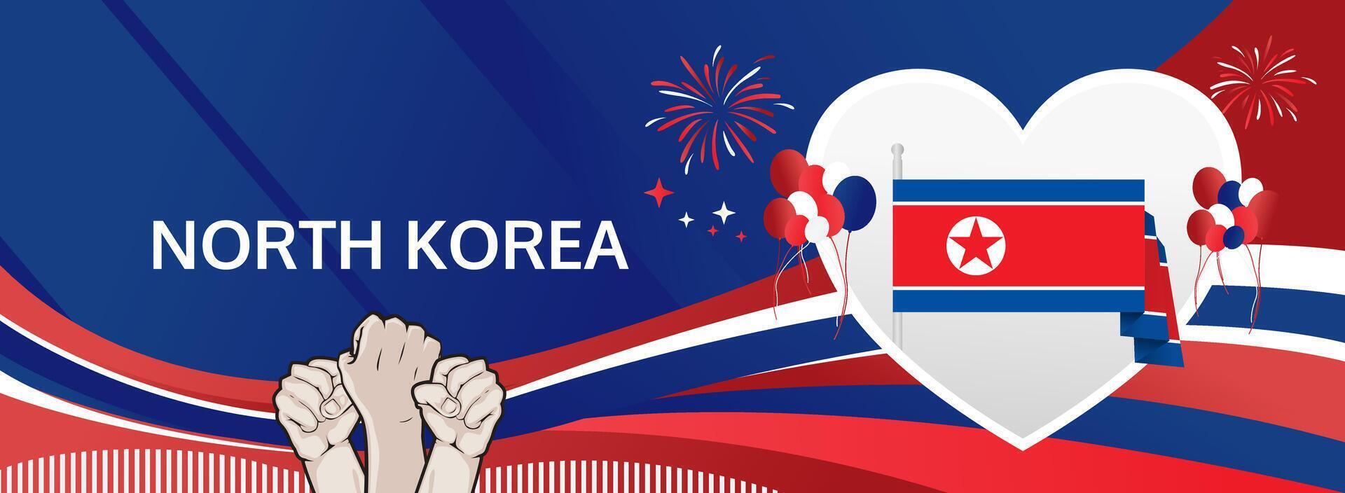 North Korea National Day modern banner. Happy Founding Day. Elegant templates in flag hues, perfect for festivals, posters, and tourism campaigns. vector