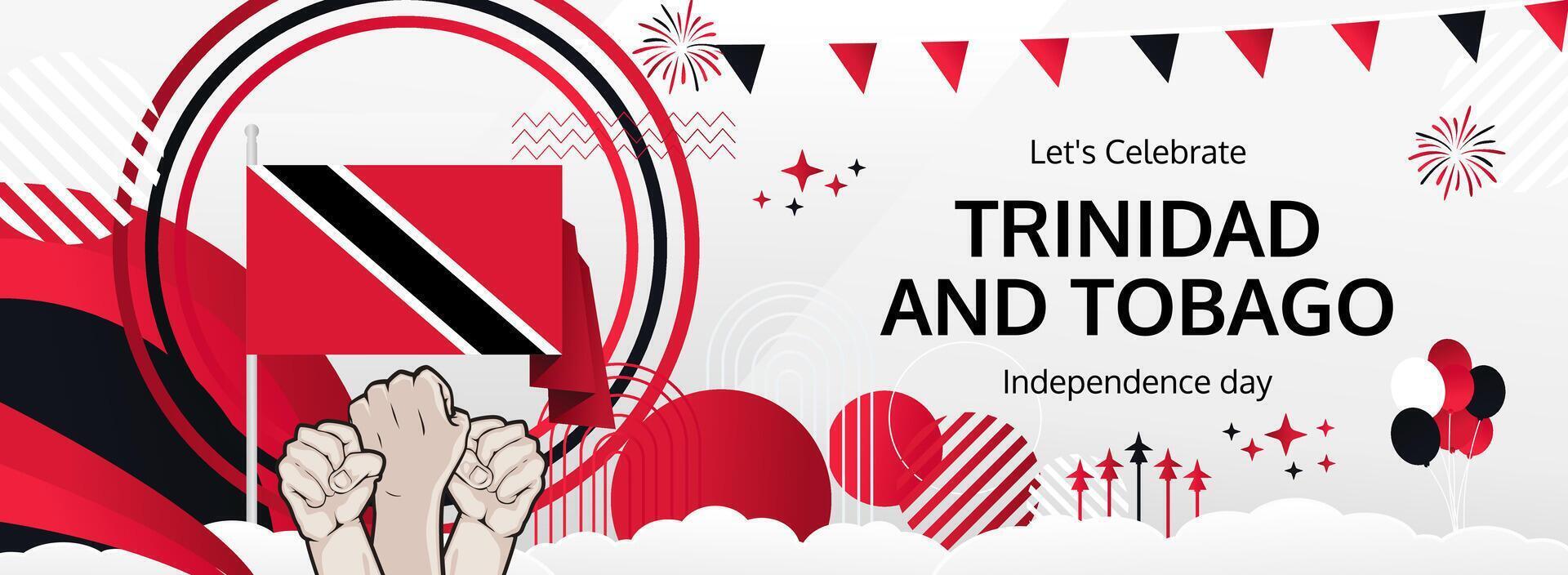 Trinidad and Tobago National Day festive banner. 31 Aug Happy Independence. Elegant templates in flag colors, great for celebrations, posters, and tourism campaigns. vector