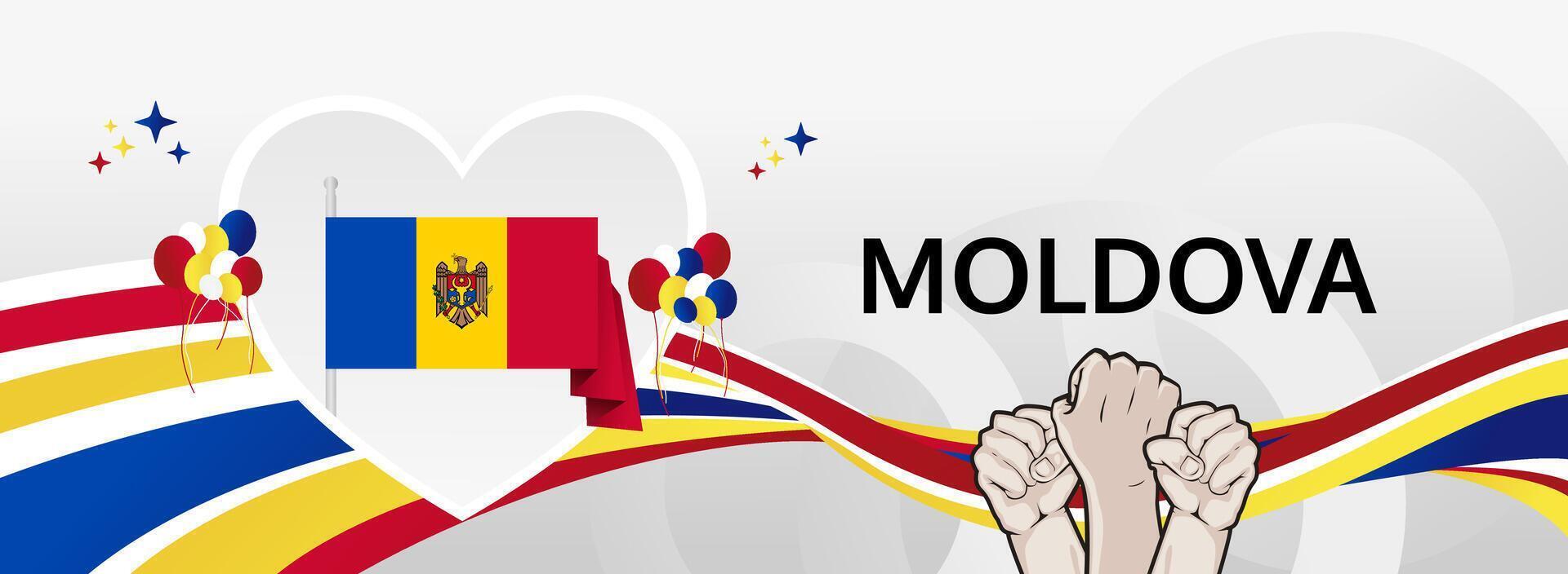 Moldova National Day modern banner. 27 Aug Happy National Day. Vibrant templates in flag colors, perfect for events, posters, and holiday promotions. vector