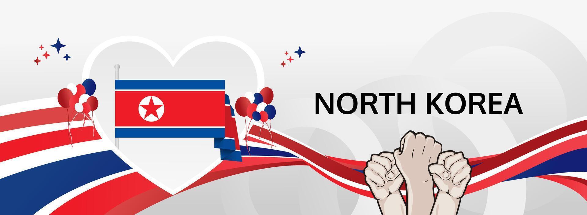 North Korea festive banner. Happy National Day. Elegant templates in flag colors, great for celebrations, posters, tourism campaigns, and holiday sales. vector