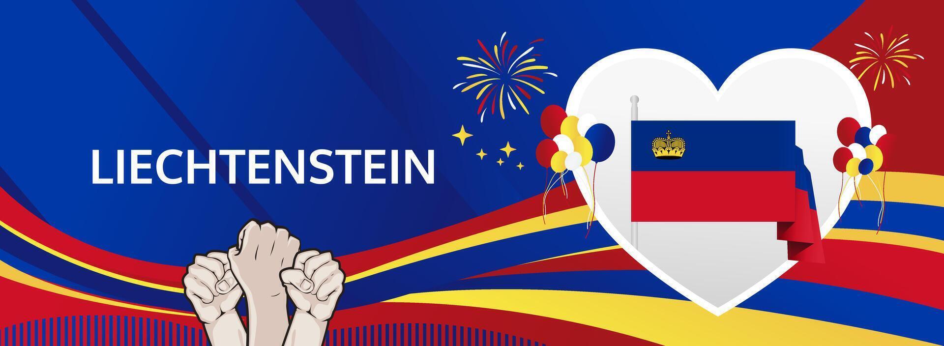 Liechtenstein 15 August vibrant greeting banner. Happy National Day. Stylish templates in flag hues, great for celebrations, posters, and tourism campaigns. vector
