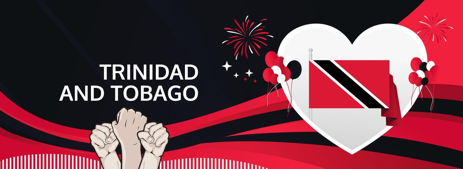 Trinidad and Tobago 31 August bold greeting banner. Happy National Day. Festive templates in flag hues, perfect for celebrations, posters, and holiday sales. vector
