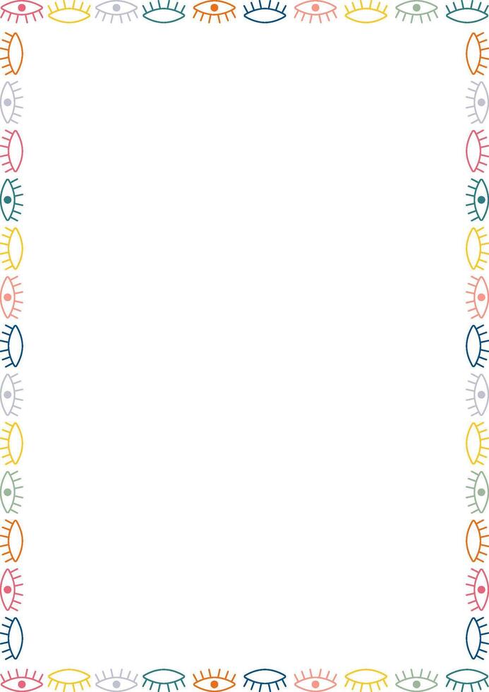 Mystic eye frame. Colorful childish template. celestial prediction eye on white background border vector