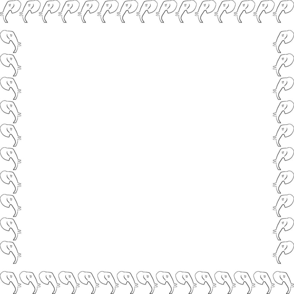 Cute elephant hand drawn frame. African elephant. Wildlife animal on white background vector