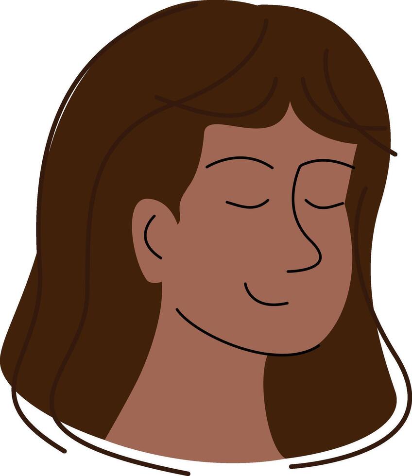 Woman profile character head. Simple avatar icon. Editable cartoon user portrait. Body positive vector