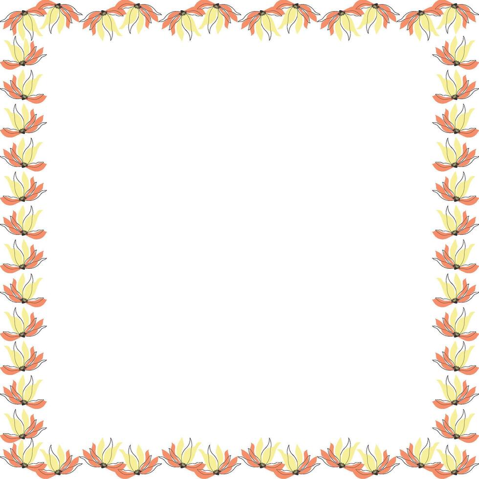 Bright magnolia flower frame. Flourish blossom elements graphic template vector