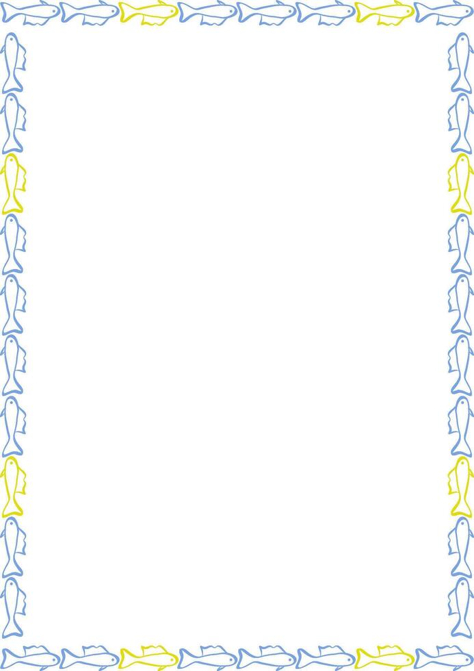 Doodle fish sketch frame. sea life frame for text. Simple baby shower template element for design vector