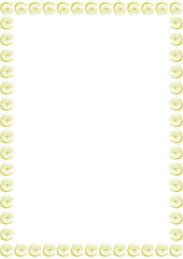 Mystic eye with moon frame. Ramadan template. celestial witchcraft eye on white background border vector