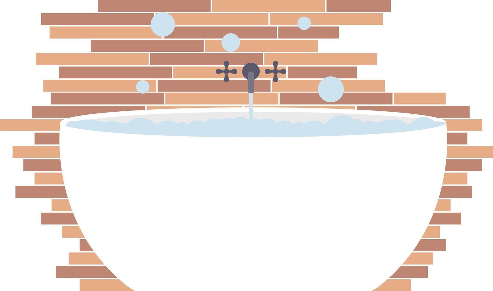 Bathtub with bubbles illustration. Cartoon bathtub with bubbles and foam vector