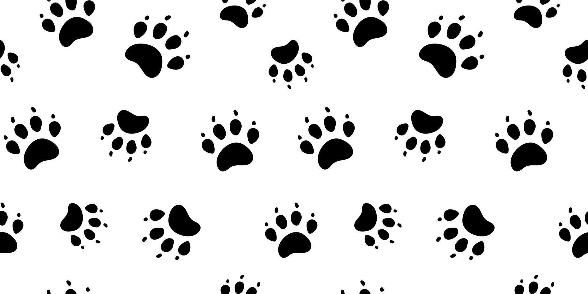 wildlife trail seamless pattern with fox and wolf paw steps. Black silhouette animal tracks on white background. Seamless pattern of dog footprints. Black and white print. vector