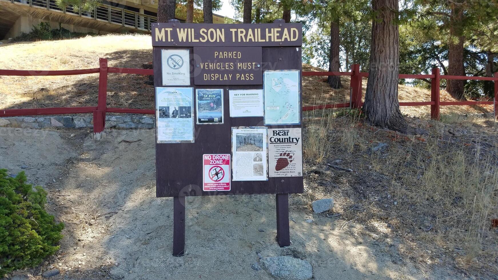 Mt. Wilson Trailhead Sign, Information for Hikers, Hike in California photo