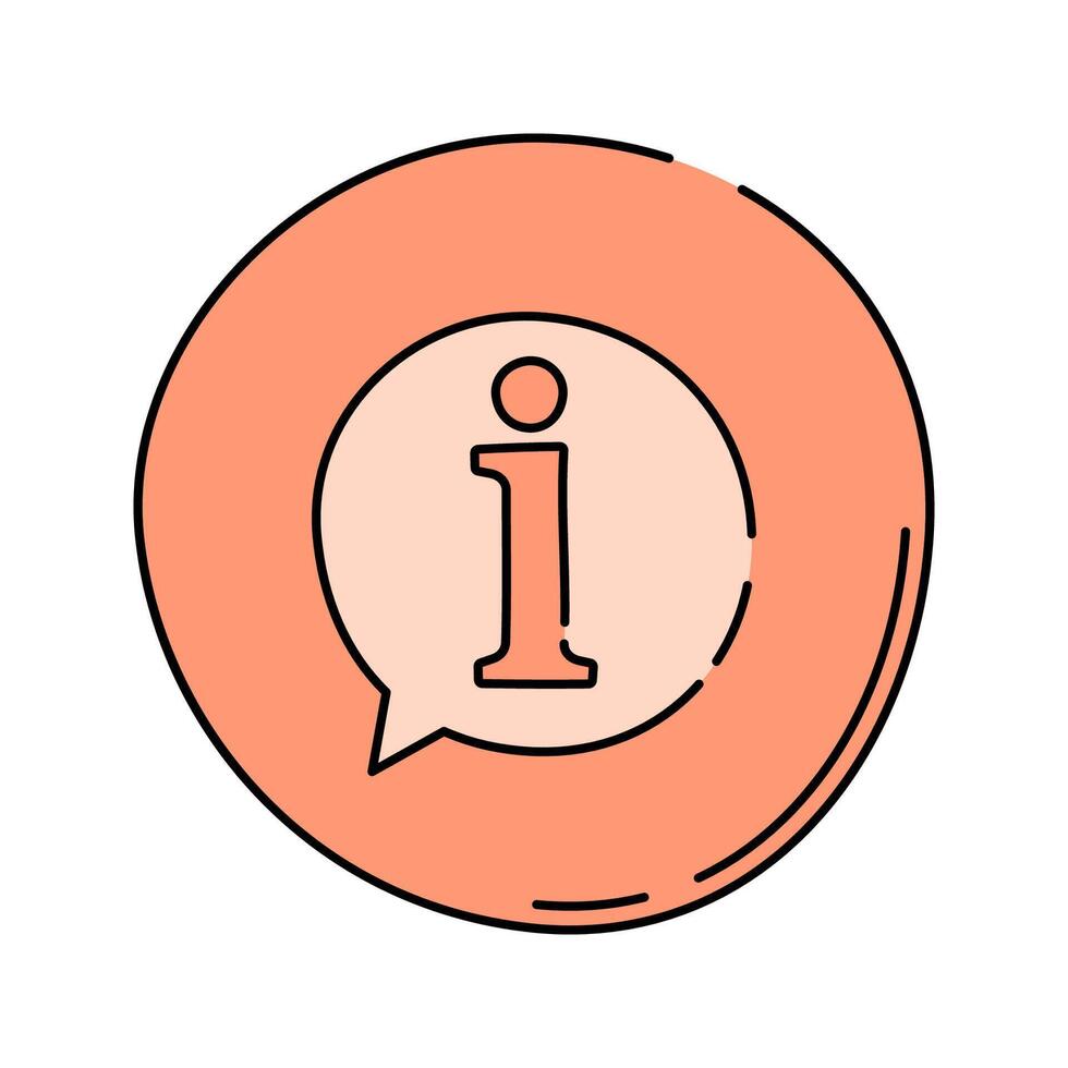 Info Icon Doodle style, circle with information symbol, suitable for details, help sections, or info prompts. vector