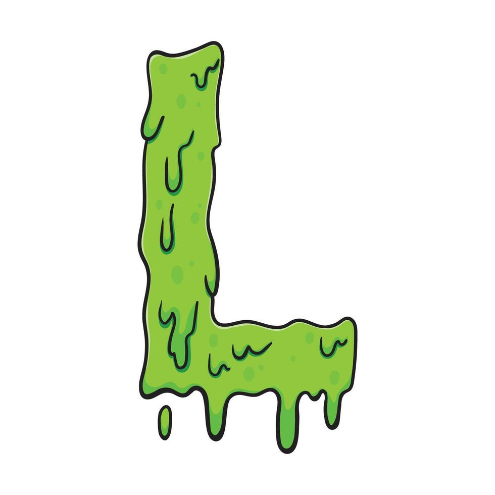 Slime Green Letter L Gooey Dripping Cartoon Font vector