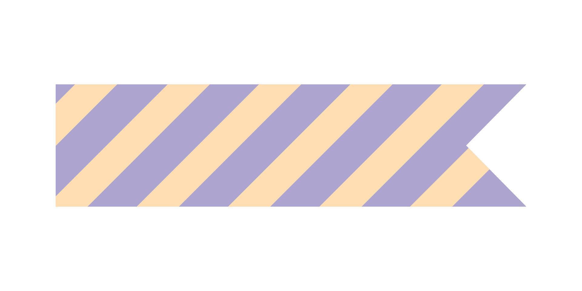 Yellow pastel washi tape with slash purple pattern vector