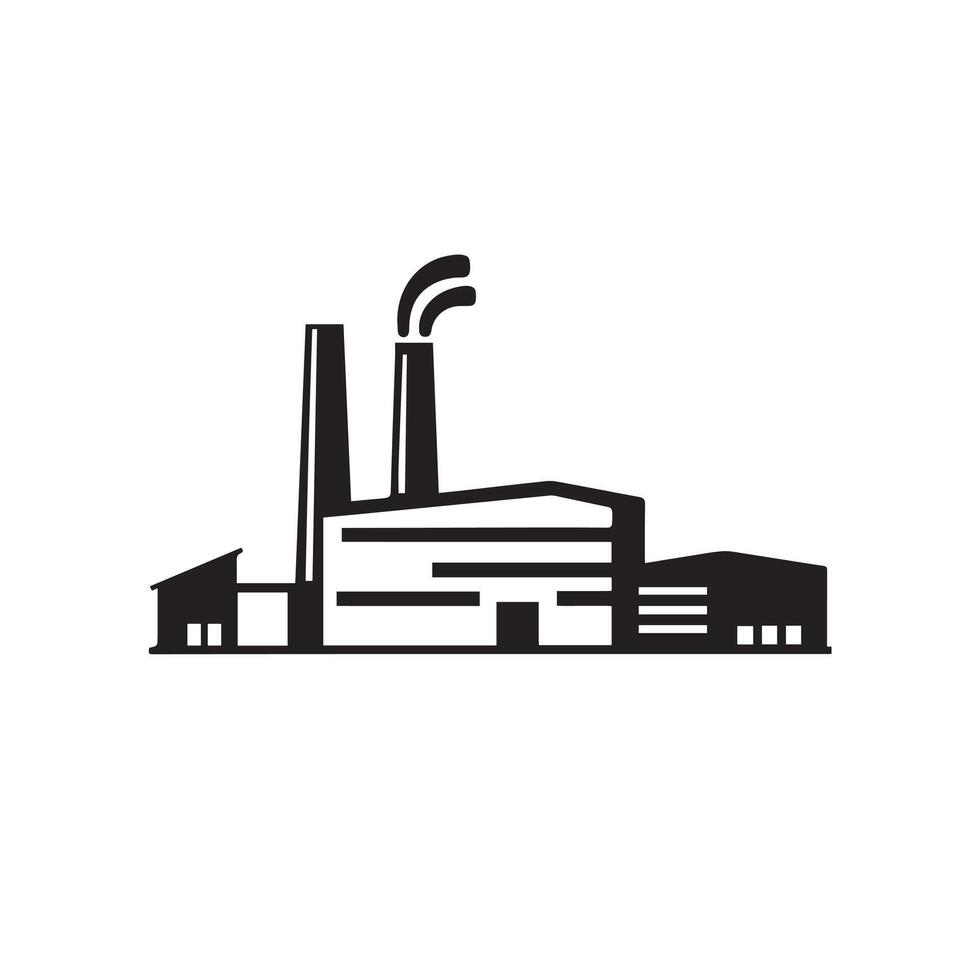 Factory Silhouette Icon for Industrial Design Projects vector