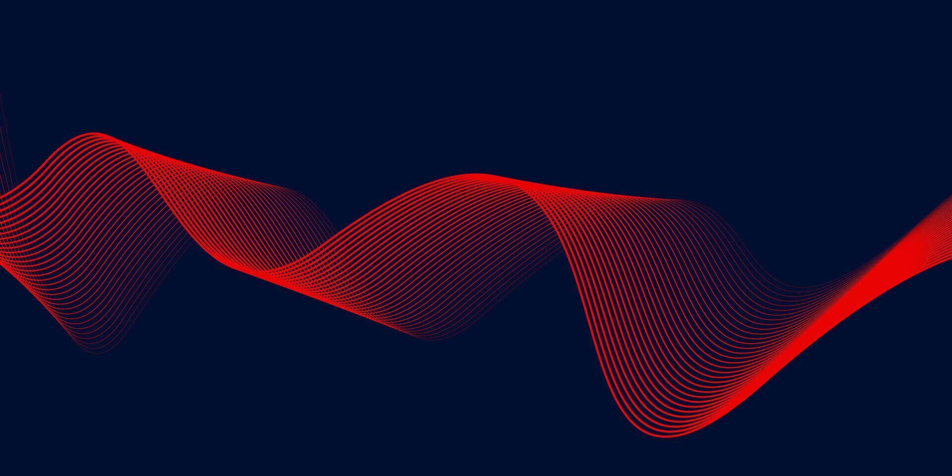 Abstract red wave line pattern on dark blue background. Futuristic technology concept. Suit for banner, poster, cover, brochure,flyer,website vector