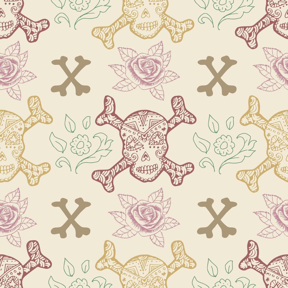 Seamless pattern with skull and crossbones. vector