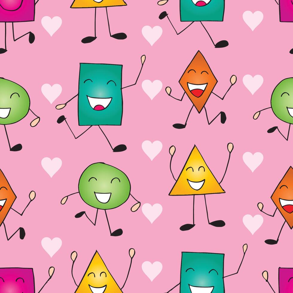 Seamless pattern with funny cartoon shapes vector