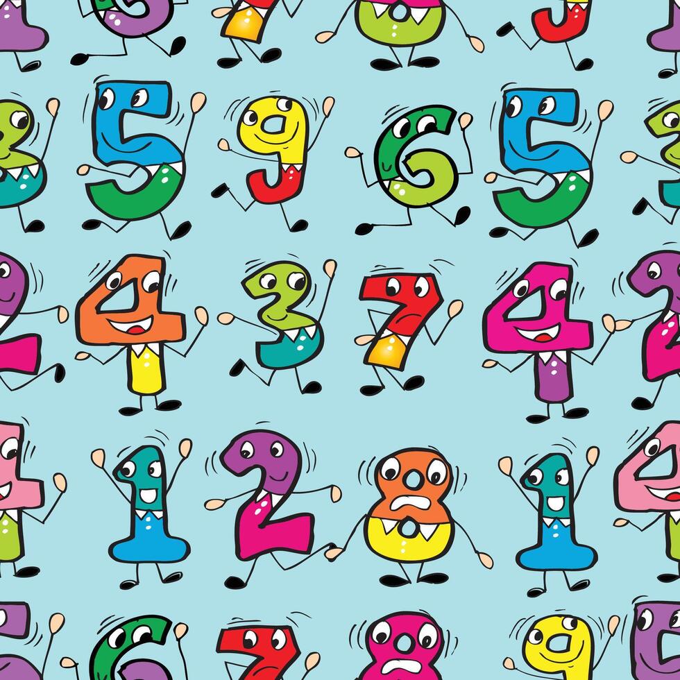 Seamless pattern with numbers. Cartoon style. vector