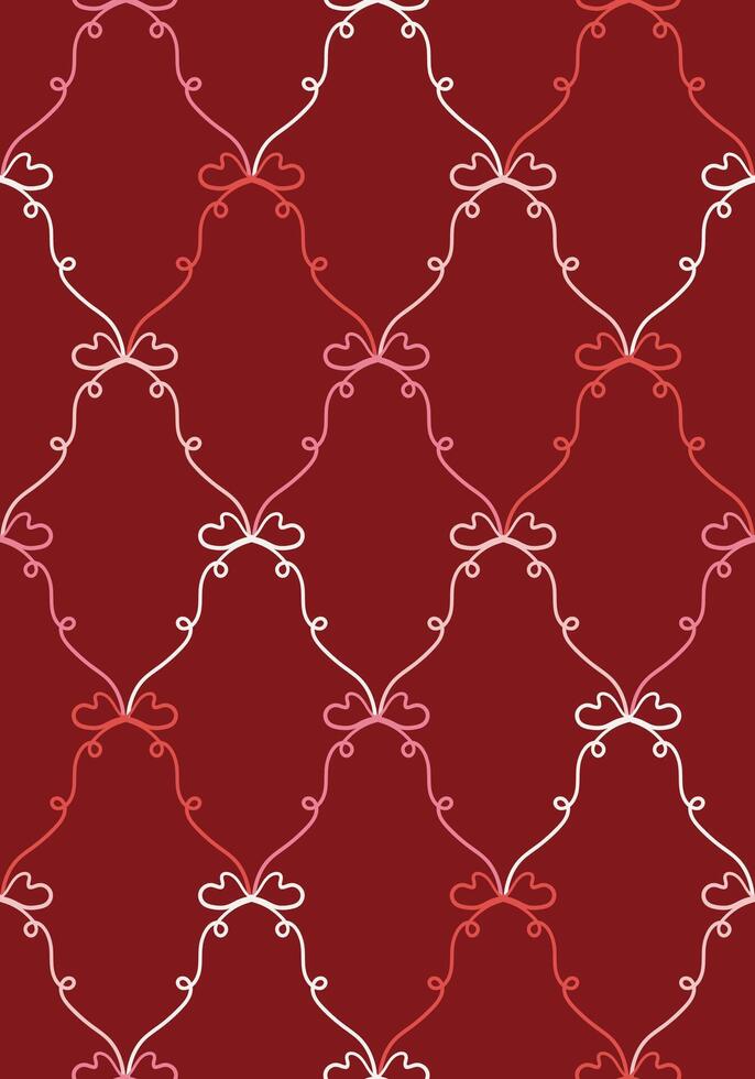 Coquette ribbon bow seamless pattern fabric, wallpaper, wrapping paper. Classic print design vector