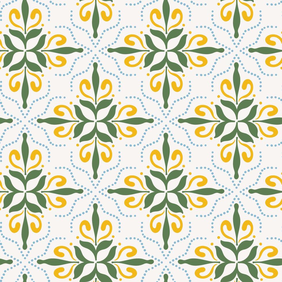 abstract shape geometric, seamless pattern kitchen print fabric, azulejo Majolica Art Deco motif vector